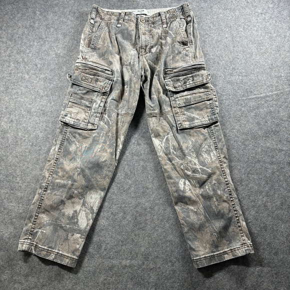 Hollister Other - Hollister Cargo Pants Mens 31x26 Camo Mossy Oak Loose Fit Multi Pocket Tactical